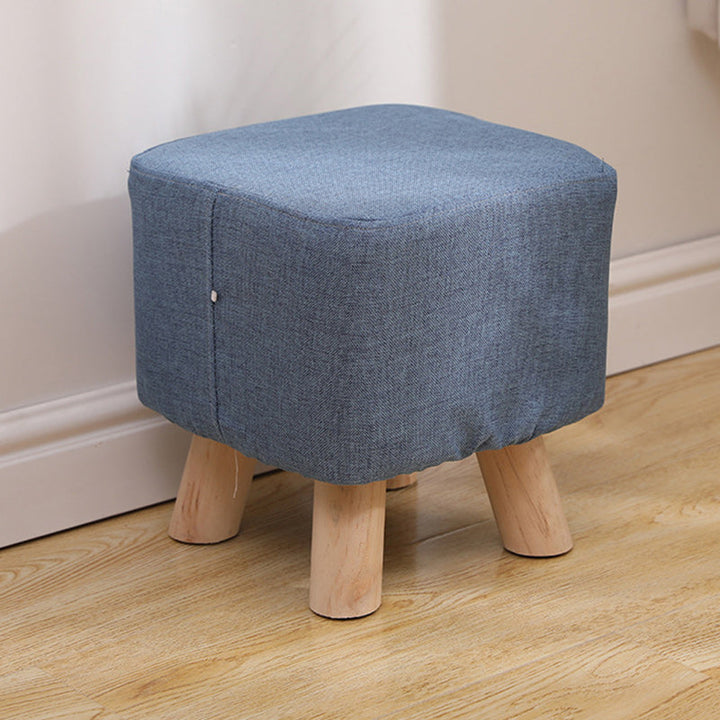Simplicidad Moderna Algodón Lino Madera Esponja Redondo Cuadrado Taburete Apilable Para Sala de Estar 