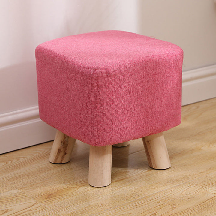 Simplicidad Moderna Algodón Lino Madera Esponja Redondo Cuadrado Taburete Apilable Para Sala de Estar 