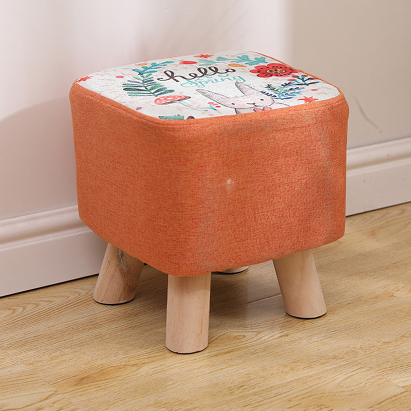 Simplicidad Moderna Algodón Lino Madera Esponja Redondo Cuadrado Taburete Apilable Para Sala de Estar 