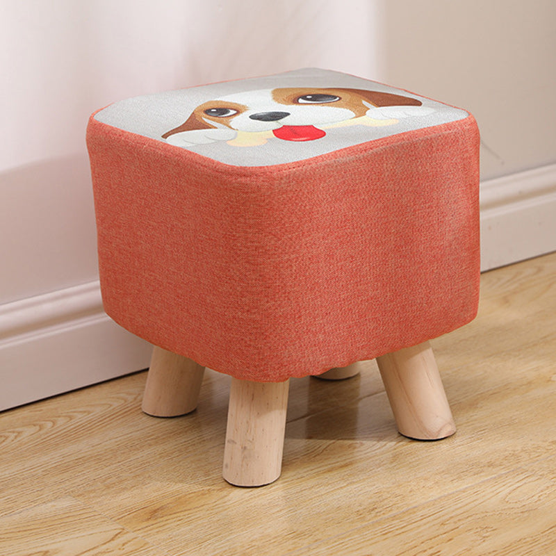 Simplicidad Moderna Algodón Lino Madera Esponja Redondo Cuadrado Taburete Apilable Para Sala de Estar 