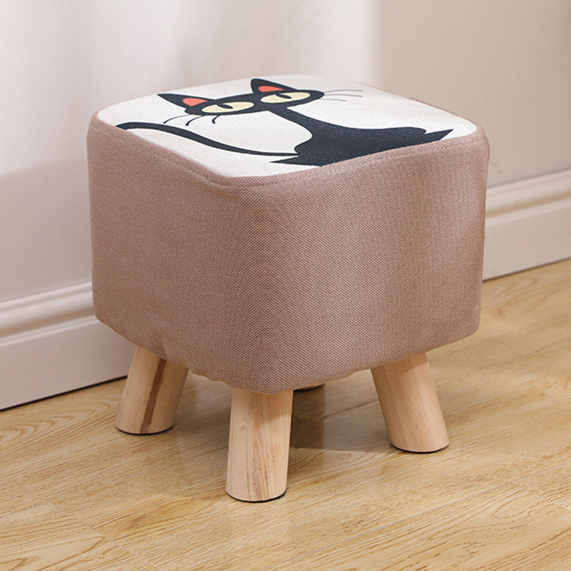 Simplicidad Moderna Algodón Lino Madera Esponja Redondo Cuadrado Taburete Apilable Para Sala de Estar 