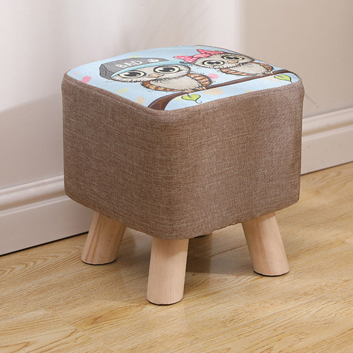 Simplicidad Moderna Algodón Lino Madera Esponja Redondo Cuadrado Taburete Apilable Para Sala de Estar 