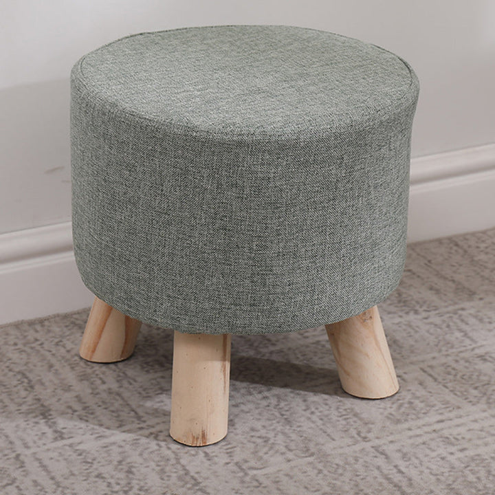Simplicidad Moderna Algodón Lino Madera Esponja Redondo Cuadrado Taburete Apilable Para Sala de Estar 