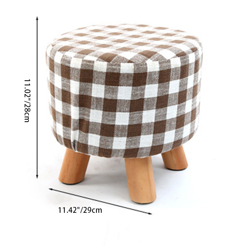 Simplicidad Moderna Algodón Lino Madera Esponja Redondo Cuadrado Taburete Apilable Para Sala de Estar 