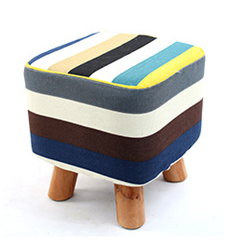 Simplicidad Moderna Algodón Lino Madera Esponja Redondo Cuadrado Taburete Apilable Para Sala de Estar 