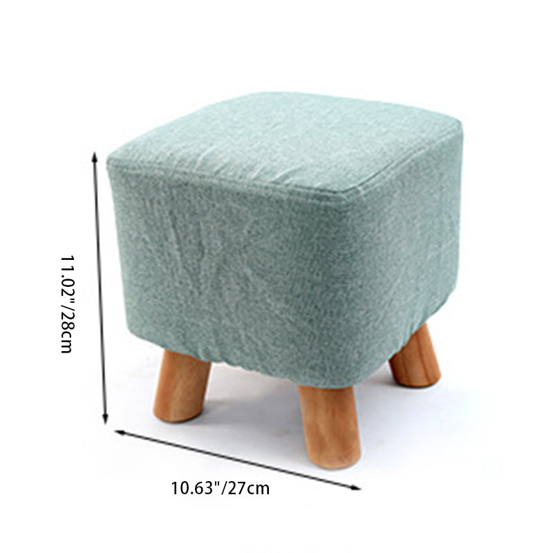 Simplicidad Moderna Algodón Lino Madera Esponja Redondo Cuadrado Taburete Apilable Para Sala de Estar 