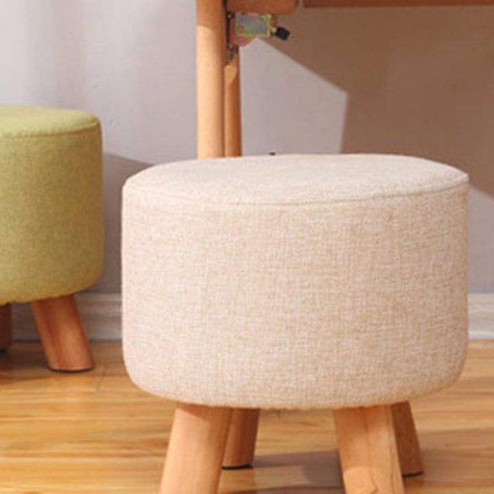 Simplicidad Moderna Algodón Lino Madera Esponja Redondo Cuadrado Taburete Apilable Para Sala de Estar 