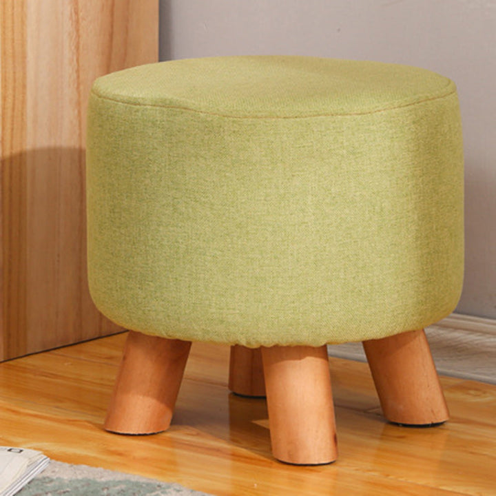Simplicidad Moderna Algodón Lino Madera Esponja Redondo Cuadrado Taburete Apilable Para Sala de Estar 