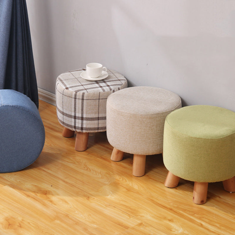 Simplicidad Moderna Algodón Lino Madera Esponja Redondo Cuadrado Taburete Apilable Para Sala de Estar 