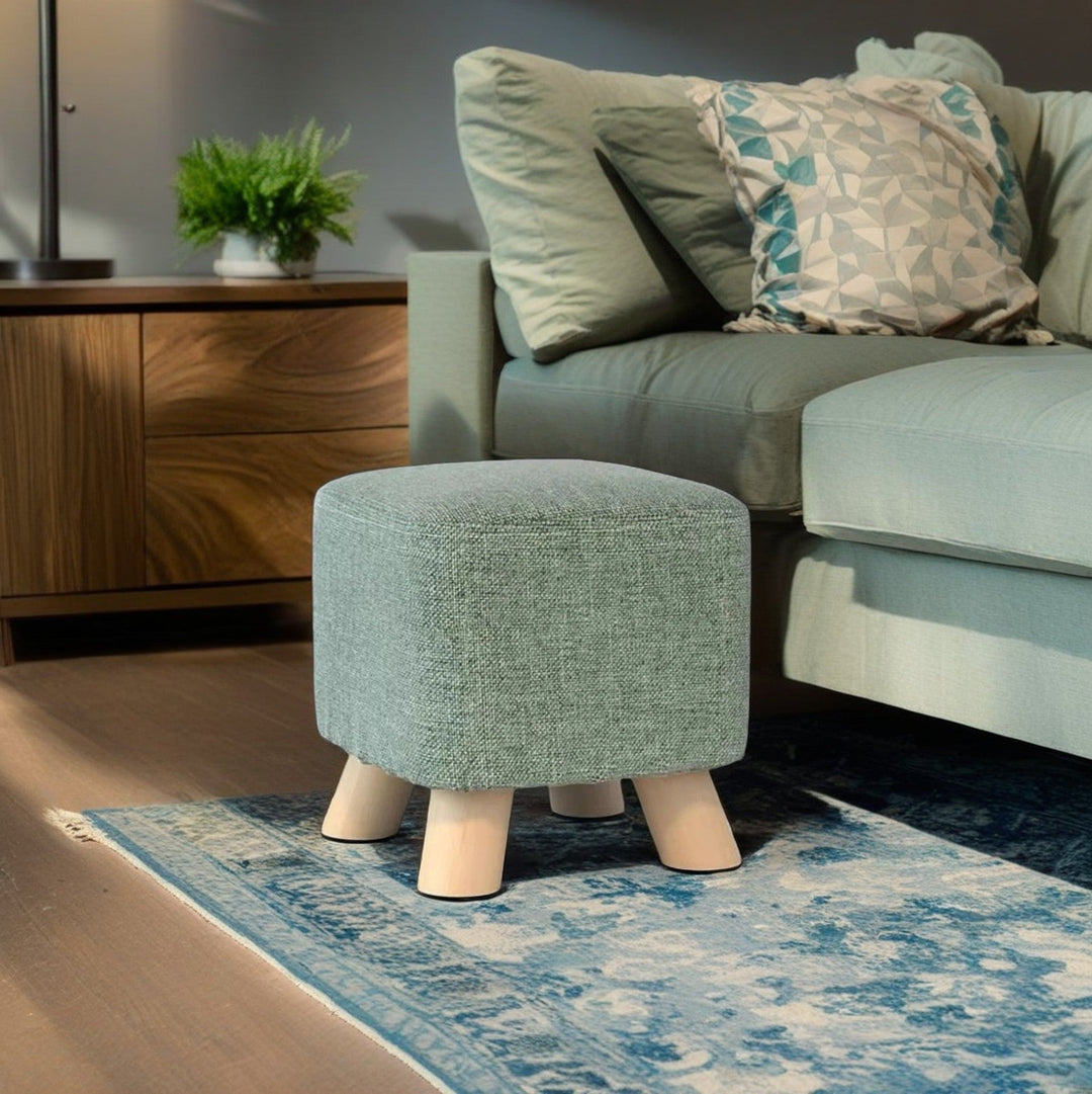 Simplicidad Moderna Algodón Lino Madera Esponja Redondo Cuadrado Taburete Apilable Para Sala de Estar 