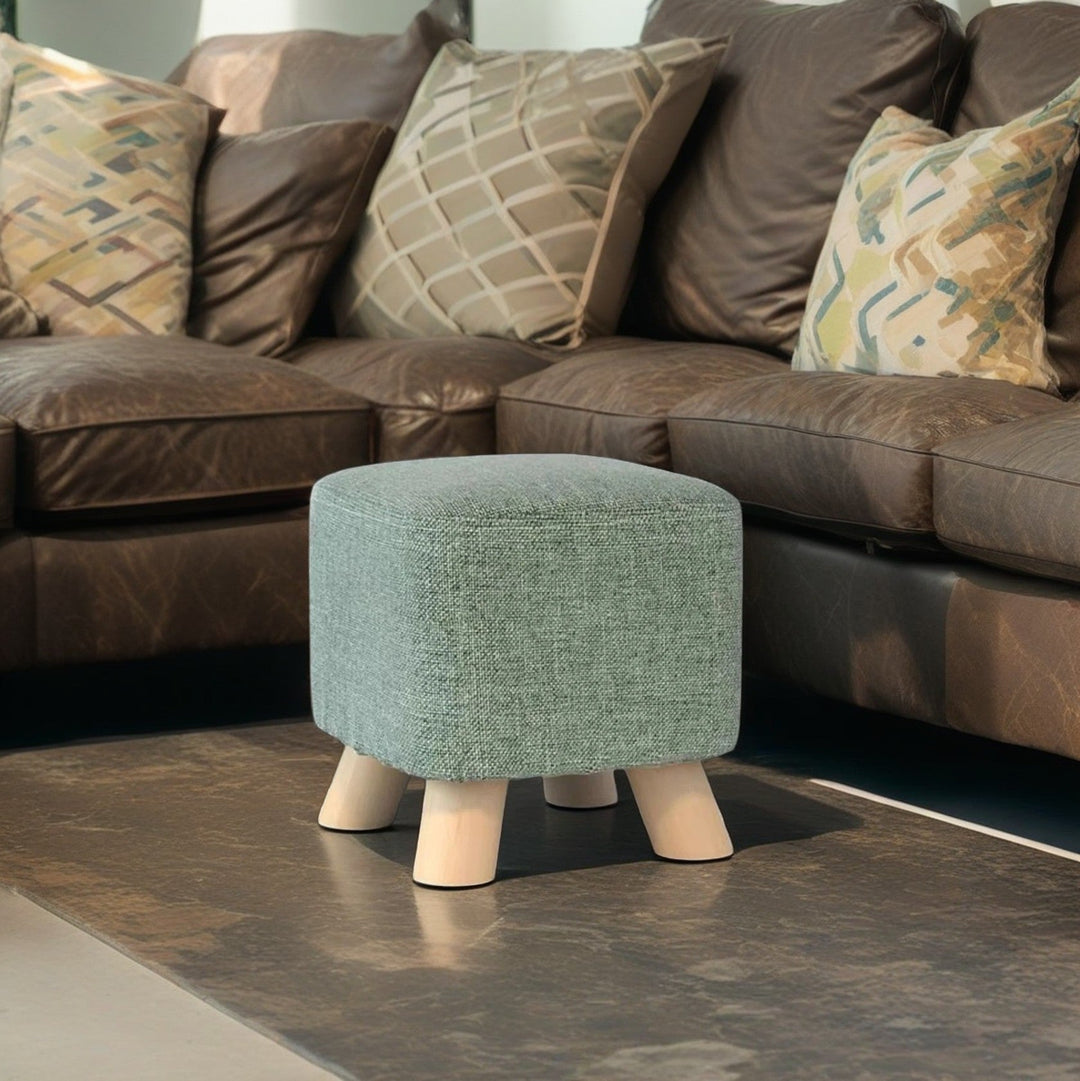 Simplicidad Moderna Algodón Lino Madera Esponja Redondo Cuadrado Taburete Apilable Para Sala de Estar 