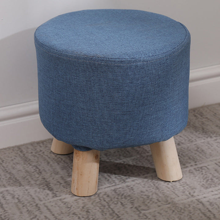 Simplicidad Moderna Algodón Lino Madera Esponja Redondo Cuadrado Taburete Apilable Para Sala de Estar 