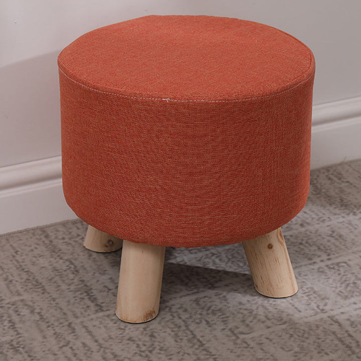Simplicidad Moderna Algodón Lino Madera Esponja Redondo Cuadrado Taburete Apilable Para Sala de Estar 