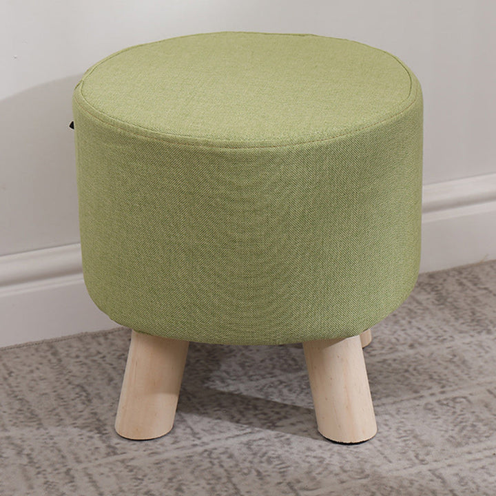 Simplicidad Moderna Algodón Lino Madera Esponja Redondo Cuadrado Taburete Apilable Para Sala de Estar 