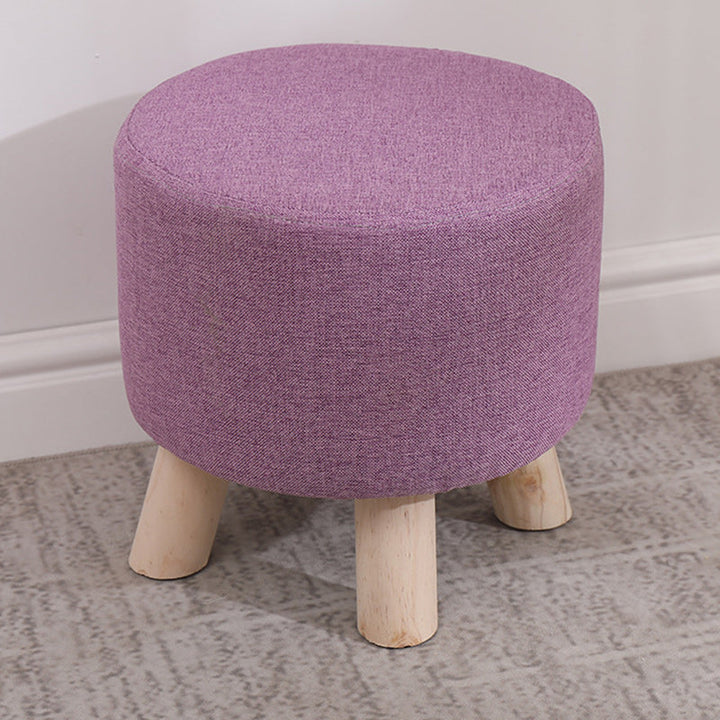 Simplicidad Moderna Algodón Lino Madera Esponja Redondo Cuadrado Taburete Apilable Para Sala de Estar 