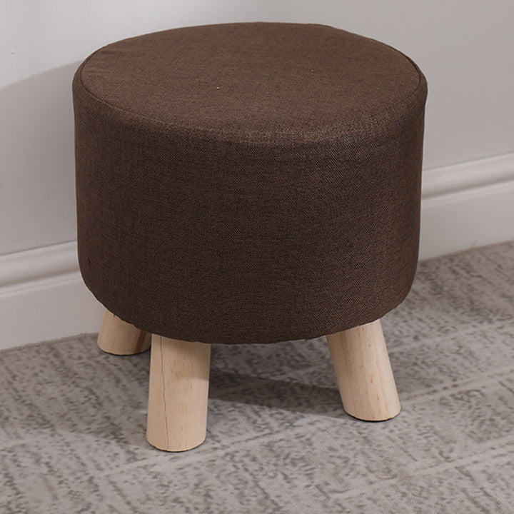 Simplicidad Moderna Algodón Lino Madera Esponja Redondo Cuadrado Taburete Apilable Para Sala de Estar 
