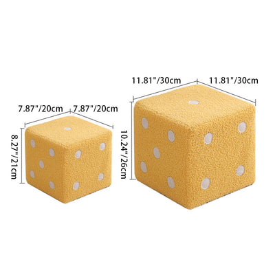 Contemporary Nordic Fabric Teddy Fleece Sponge Wood Dice Square Cubic Footstool Stackable For Living Room