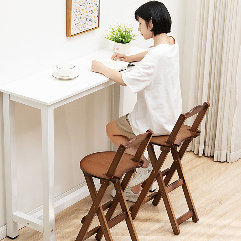 Simplicidad Moderna Taburete Redondo de Bambú con Respaldo, Reposapiés, Plegable para Cocina 