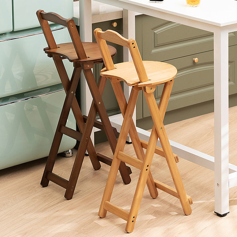 Simplicidad Moderna Taburete Redondo de Bambú con Respaldo, Reposapiés, Plegable para Cocina 