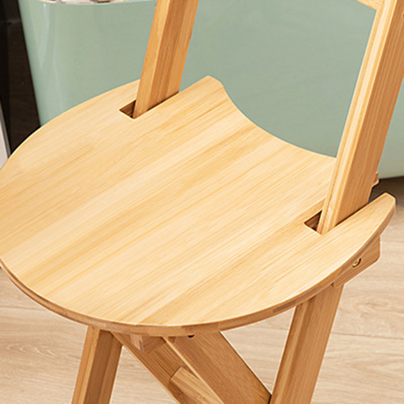 Simplicidad Moderna Taburete Redondo de Bambú con Respaldo, Reposapiés, Plegable para Cocina 