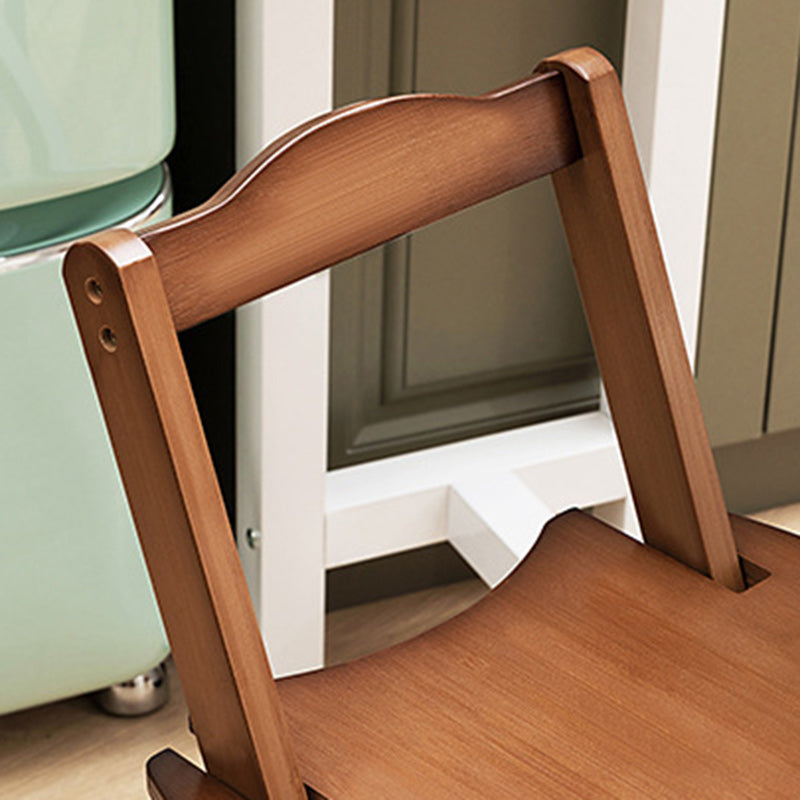 Simplicidad Moderna Taburete Redondo de Bambú con Respaldo, Reposapiés, Plegable para Cocina 