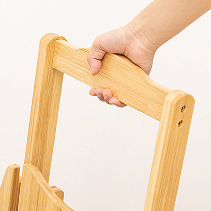 Modern Simplicity Bamboo Round Bar Stool Backrest Footrest Foldable For Kitchen