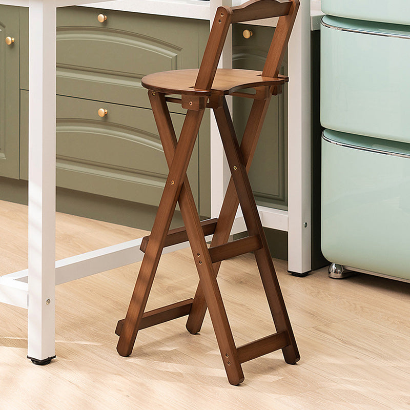 Simplicidad Moderna Taburete Redondo de Bambú con Respaldo, Reposapiés, Plegable para Cocina 