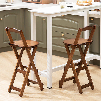 Simplicidad Moderna Taburete Redondo de Bambú con Respaldo, Reposapiés, Plegable para Cocina 