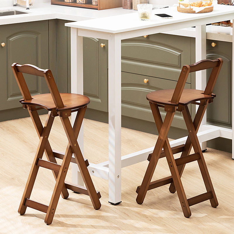 Simplicidad Moderna Taburete Redondo de Bambú con Respaldo, Reposapiés, Plegable para Cocina 