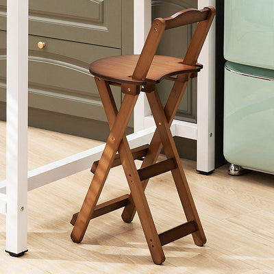 Simplicidad Moderna Taburete Redondo de Bambú con Respaldo, Reposapiés, Plegable para Cocina 