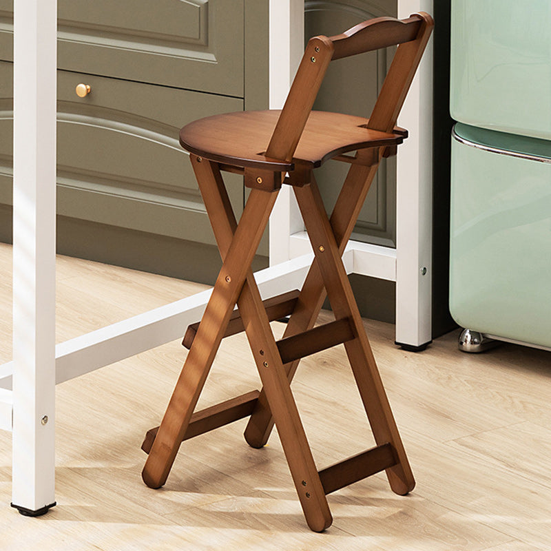 Simplicidad Moderna Taburete Redondo de Bambú con Respaldo, Reposapiés, Plegable para Cocina 