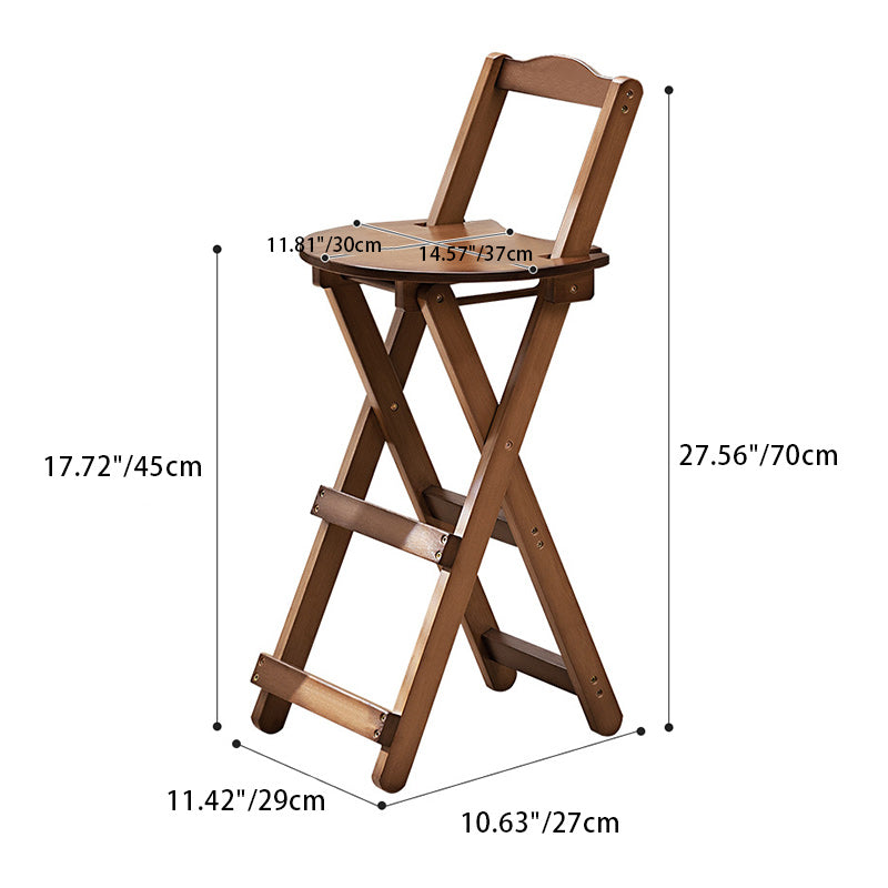 Simplicidad Moderna Taburete Redondo de Bambú con Respaldo, Reposapiés, Plegable para Cocina 