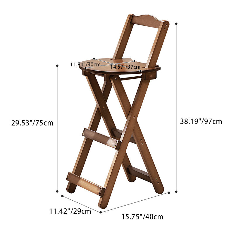 Simplicidad Moderna Taburete Redondo de Bambú con Respaldo, Reposapiés, Plegable para Cocina 
