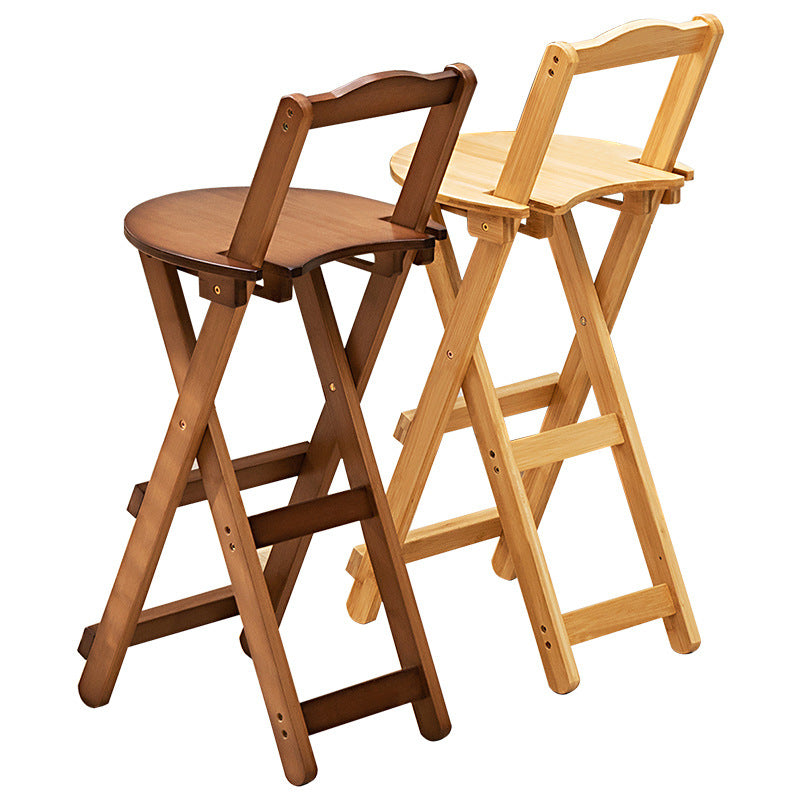 Simplicidad Moderna Taburete Redondo de Bambú con Respaldo, Reposapiés, Plegable para Cocina 