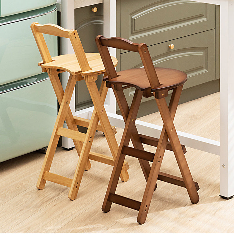 Simplicidad Moderna Taburete Redondo de Bambú con Respaldo, Reposapiés, Plegable para Cocina 