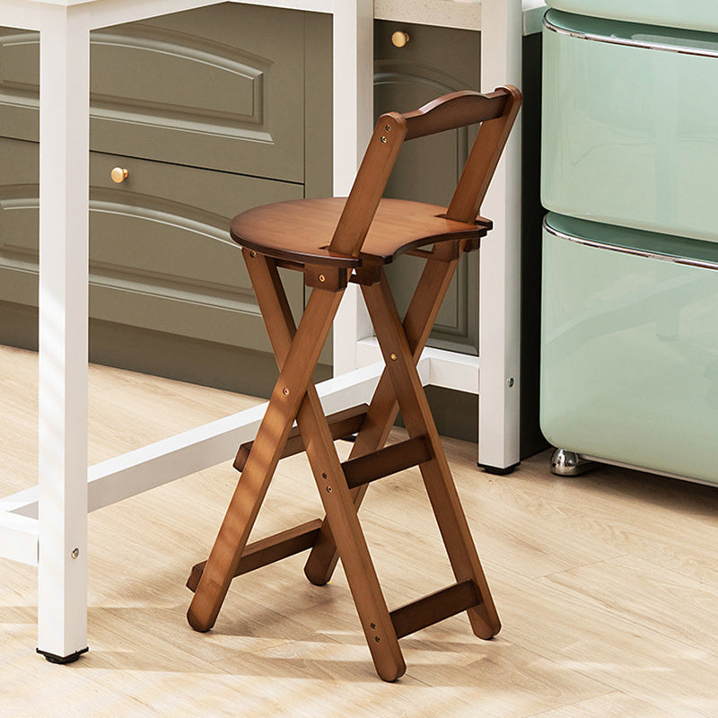 Simplicidad Moderna Taburete Redondo de Bambú con Respaldo, Reposapiés, Plegable para Cocina 