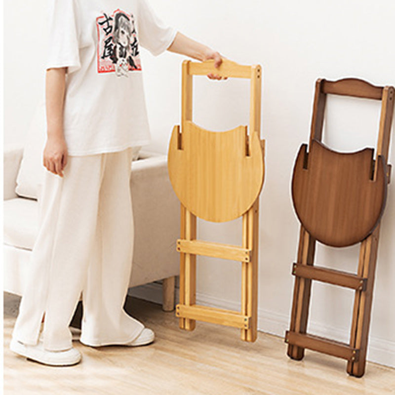 Simplicidad Moderna Taburete Redondo de Bambú con Respaldo, Reposapiés, Plegable para Cocina 