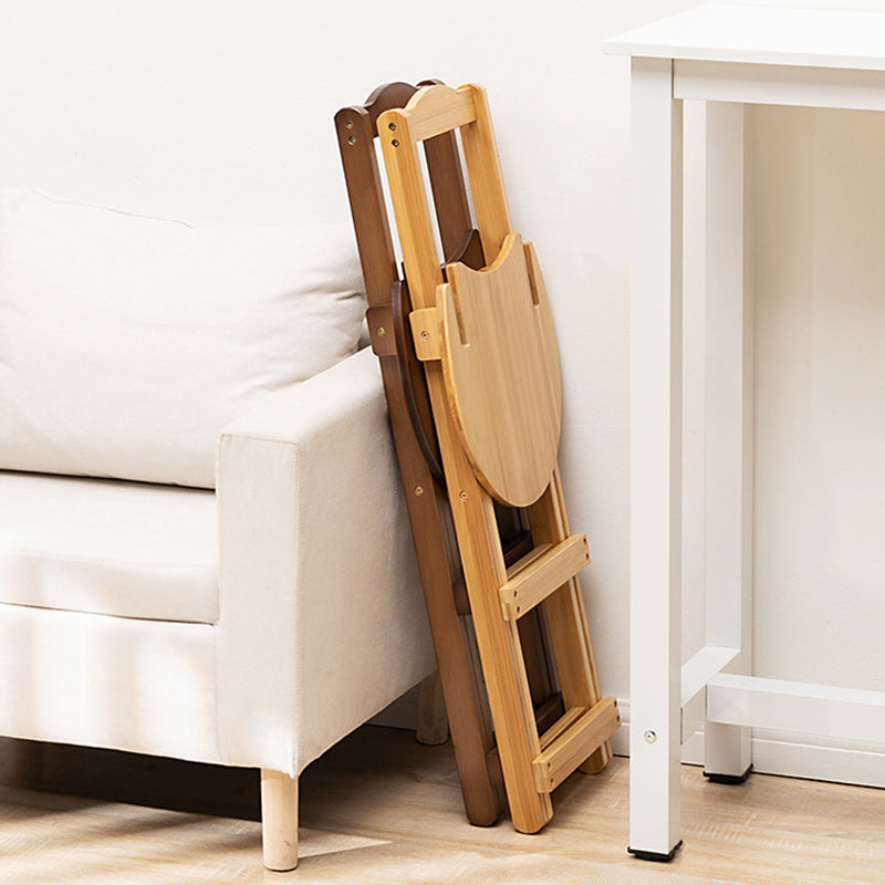 Simplicidad Moderna Taburete Redondo de Bambú con Respaldo, Reposapiés, Plegable para Cocina 