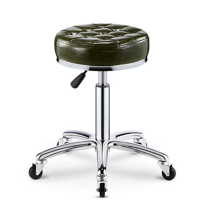 Taburete de bar ajustable para cocina con diseño de patrón a cuadros redondo de acero, plástico, esponja y cuero de simplicidad moderna 