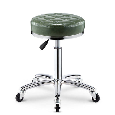 Taburete de bar ajustable para cocina con diseño de patrón a cuadros redondo de acero, plástico, esponja y cuero de simplicidad moderna 