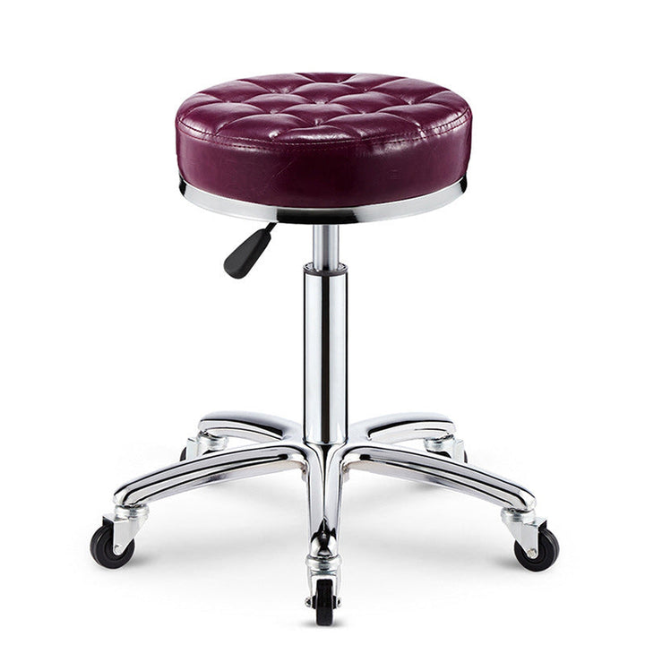 Modern Simplicity Faux Leather Sponge Plastic Steel Round Checked Pattern Bar Stool Adjustable For Kitchen