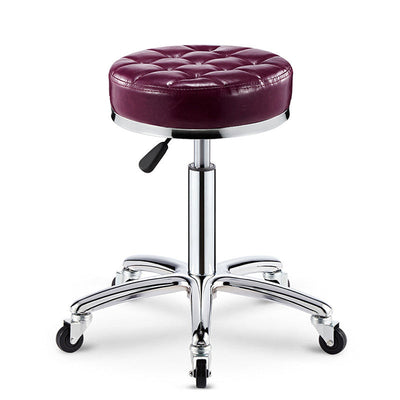 Taburete de bar ajustable para cocina con diseño de patrón a cuadros redondo de acero, plástico, esponja y cuero de simplicidad moderna 