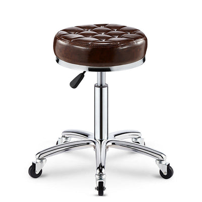 Taburete de bar ajustable para cocina con diseño de patrón a cuadros redondo de acero, plástico, esponja y cuero de simplicidad moderna 