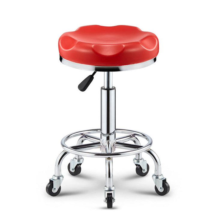 Modern Simplicity Faux Leather Sponge Plastic Steel Round Checked Pattern Bar Stool Adjustable For Kitchen