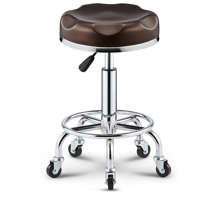 Modern Simplicity Faux Leather Sponge Plastic Steel Round Checked Pattern Bar Stool Adjustable For Kitchen