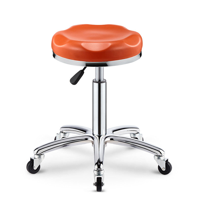 Taburete de bar ajustable para cocina con diseño de patrón a cuadros redondo de acero, plástico, esponja y cuero de simplicidad moderna 