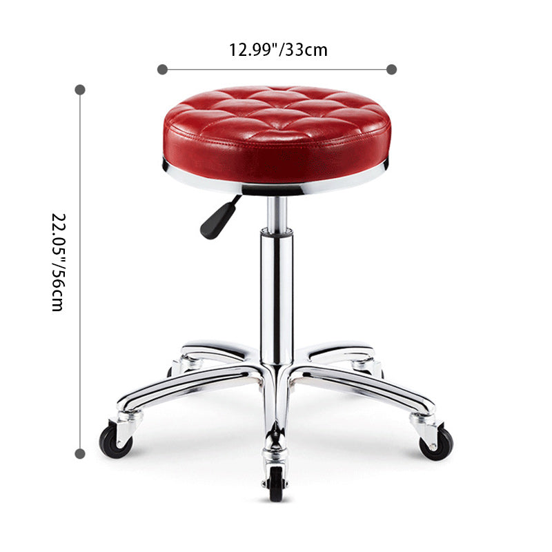 Modern Simplicity Faux Leather Sponge Plastic Steel Round Checked Pattern Bar Stool Adjustable For Kitchen