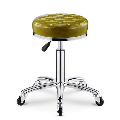 Taburete de bar ajustable para cocina con diseño de patrón a cuadros redondo de acero, plástico, esponja y cuero de simplicidad moderna 