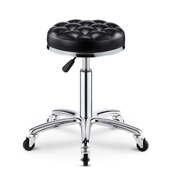 Modern Simplicity Faux Leather Sponge Plastic Steel Round Checked Pattern Bar Stool Adjustable For Kitchen