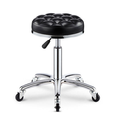 Taburete de bar ajustable para cocina con diseño de patrón a cuadros redondo de acero, plástico, esponja y cuero de simplicidad moderna 
